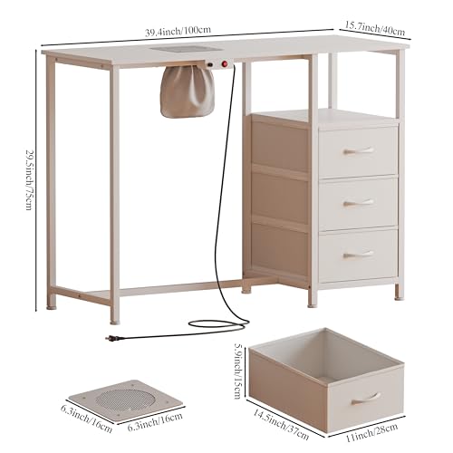 Nail Table with Electric Dust Collector & Drawers