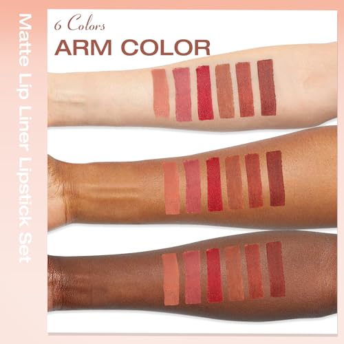 6-Color Lip Liner & Lipstick Set – Waterproof Matte