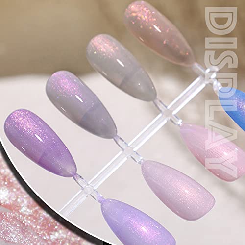 AHAMIOU Nail Polish Holographic Pink Shimmer Gel Nails Glitter Set Sparkly Shiny Reflective Nail Polish Kit Neutral Sheer Nude Gel Polish Diamond Gel for Home Salon DIY,6PCS