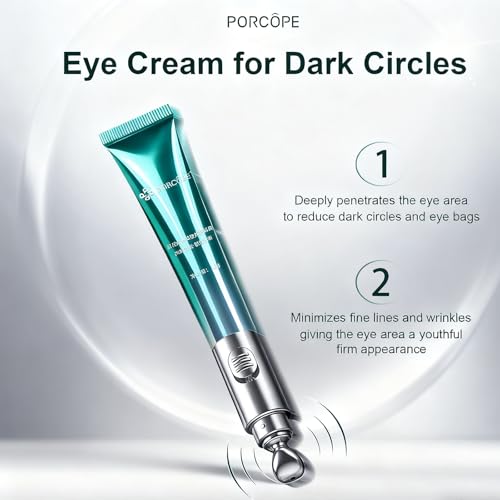 PORCOPE Eye Cream for Dark Circles and Puffiness with Electric Massage Head for People with Severe Eye Bags and Whose Skin Around the Eyes is Prone to Dullness, Dryness and Puffiness(0.7 fl oz/20g)