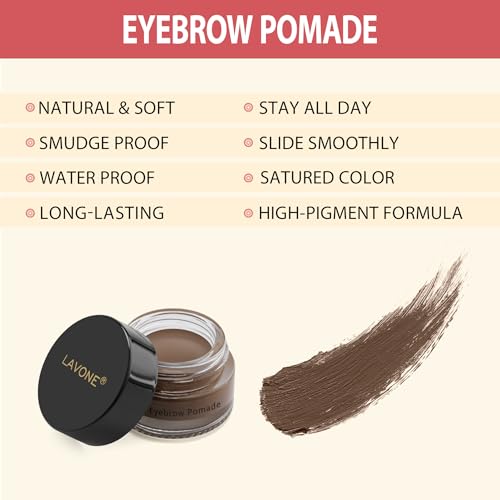 LAVONE Hair-Like Eyebrow Pen Makeup kit, Eyebrow Pencils for Women with Waterproof Microblading Eyebrow Pencil, Eyebrow Pomade, Eyeliner and Eyebrow Brush, Create Full, Natural Brows, Dark Brown