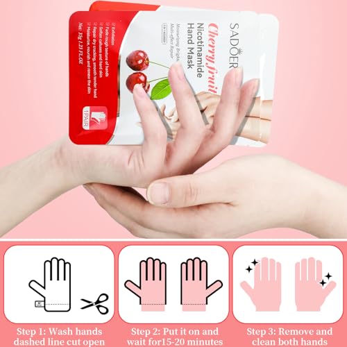 24 Pack Hydrating Fruit Hand Mask Gloves - Moisturizing At-Home Spa Care Set