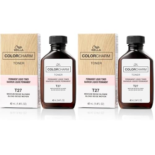 COLORCHARM Permanent Liquid Toners| Neutralize Brass| Free of Parabens| Vegan| T27 Medium Beige Blonde| 1.4 Fl Oz