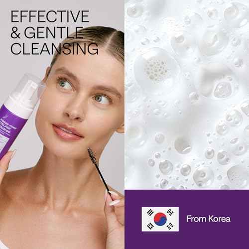 Lash Shampoo Kit with Eyelash Spoolie & Eyelash Shampoo Included - Lash Cleaning Kit for Salon, Home - No Parabens, No Sulfates - Eye Wash Kit with a Brush - 3.38 Fl Oz