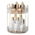 YCIA&DONE 360 Rotating Makeup Organizer and Storage for Vanity Bathroom Countertop, High Capacity Cosmetic Skincare Perfume Organizers for Dresser Lazy Susan (Clear White,2 Tiers)