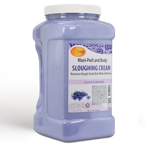 SPA REDI - Foot Cream, Sloughing Lotion, Lavender and Wildflower 128 Oz - Pedicure Massage Foot Care for Dry Cracked Feet, Scrub Gently, Exfoliating