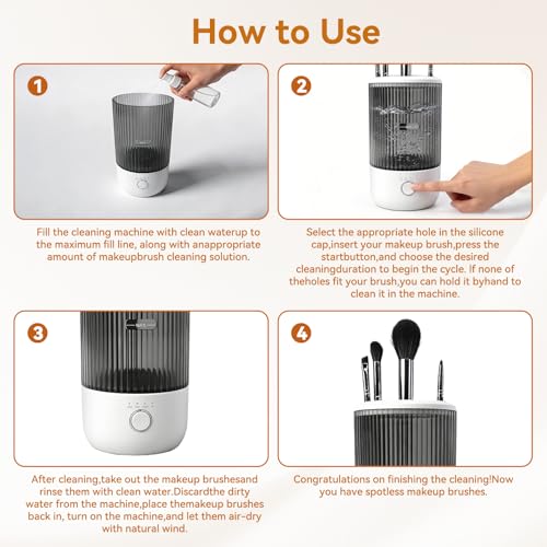 Electric Makeup Brush Cleaner Machine 6500RPM Portable