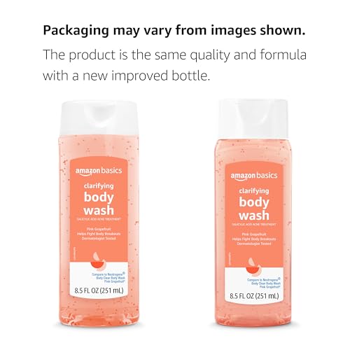Amazon Basics Clarifying Pink Grapefruit Body Wash with 2% Salicylic Acid, 8.5 oz (Pack of 1)