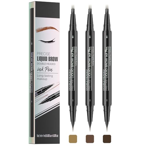 Pinkiou Microblading Eyebrow Pen Set - Waterproof 2-in-1, 3 Shades