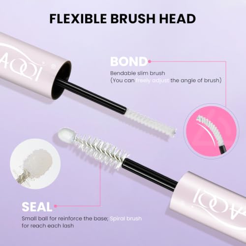GAQQI Lash Cluster Glue Black & Lash Bond Seal Clear Bundle for Eyelash Extensions