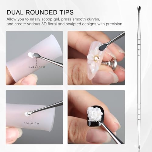 3D Nail Sculpting Tool Set - 3 Dual-Head Pens & 2 Finger Sleeves