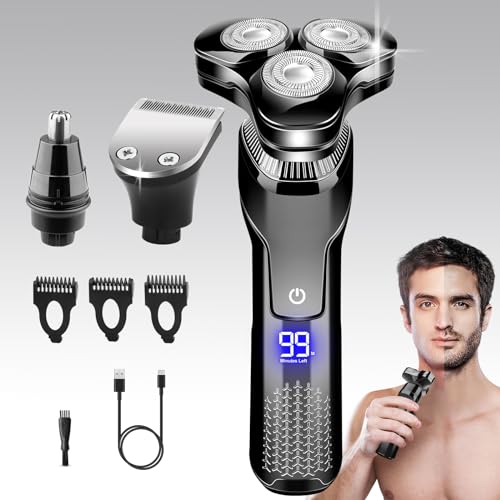 Electric Razor for Men, LED Display 100% Waterproof Cordless Razor, Wet/Dry Shaving, Electric Shaver for Men