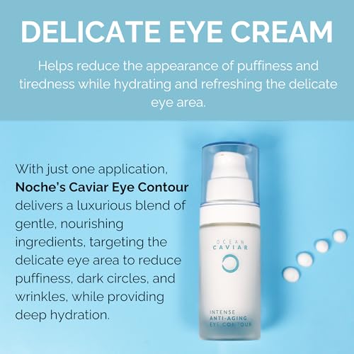 Noche Y Dia Caviar Eye Contour for Mature Skin - Made in Spain - Anti Aging Cream with Hyaluronic Acid - Targets Wrinkles, Bags, Puffiness, Circles - 30mL (1.02 fl oz)
