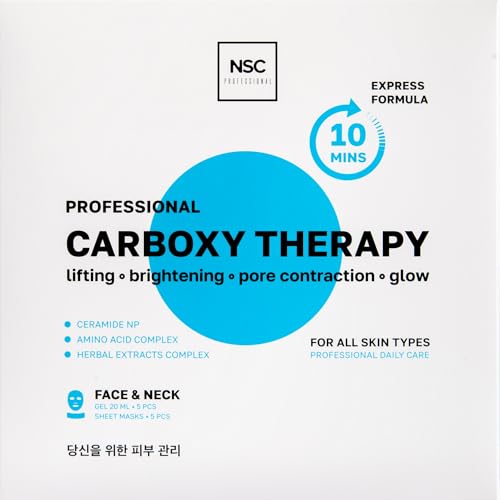 Name Skin Care Korean Carboxy CO2 Therapy Face & Neck Mask Set of 2 - Hydrating Oxygen Carboxytherapy Skincare Sheet Masks - Moisturizing Anti Aging Pore Tightening Brightening Facial Treatment Gel