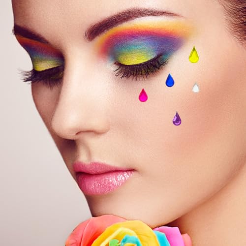 Children Face Gems Stickers 5 Sheets Self Adhesive Rhinestone Decals for Festival Party Makeup and Performance Face Jewels