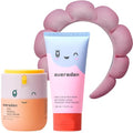 Kids Happy Morning DUO with Spa headband for Girls: Clean & Vegan Skin Care for Kids Bundle | Kids Skin Care Cloud Face Wash + SPF 20 Mineral Face Cream | Non-Toxic | Easy-to-Use Skincare for Kids