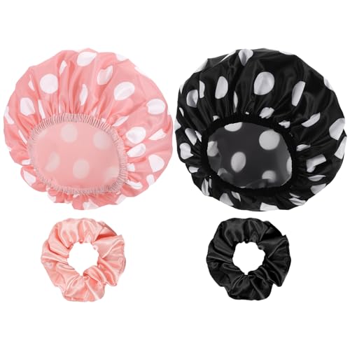 Large Waterproof Shower Caps for Women (2-Pack)