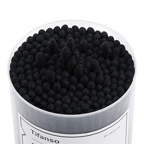 Tifanso 200 Count Black Cotton Swabs - Hypoallergenic & Eco-Friendly