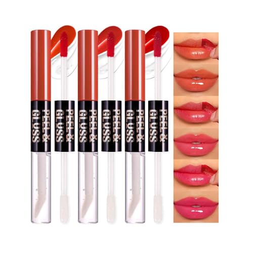 3-Pc Peel Off Lip Stain & Lip Oil 2-in-1 Dual-Ended Waterproof Tint