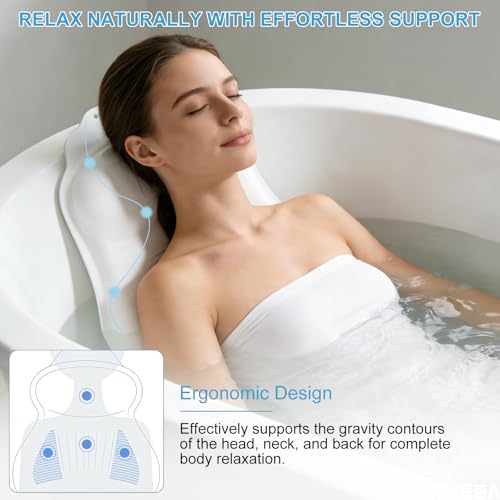 Silicone Bath Pillow with Adjustable Airbag Neck Support