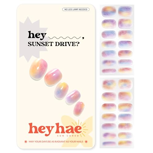 Heyhae Semi Cured Gel Nail Strips - Pink Marble Sunset Drive (28 Pack)