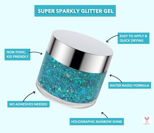 Mermaid Blue Holographic Body Glitter Gel – Water-Based, Vegan