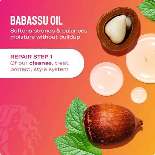 Mielle Organics Babassu & Mint Damage Repair Hair Shampoo - Hydrating Shampoo & Scalp Build-Up Remover - Gently Cleanses & Preps for Repair (8 fl oz)