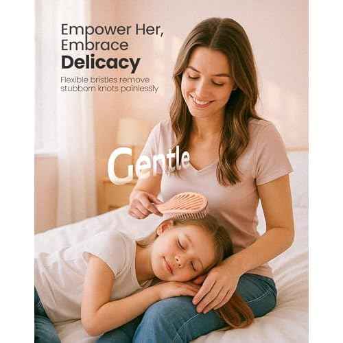 AIMIKE Detangling Brush, Wet Dry Vented Detangler Brush w/Soft Bristles, Pain-Free Detangle Hairbrush Loosens Stubborn Tangles, Extra Gentle on Sensitive and Fine Hair, for Women & Kids