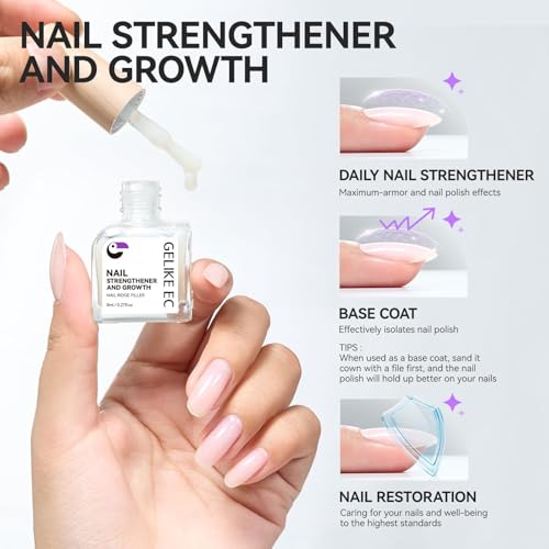 Nail Ridge Filler & Strengthener for Damaged Thin Nails - 8-in-1 Nail Treatment