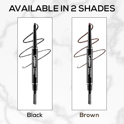 RENEE Superdense Eyebrow Pencil with Spoolie - Brown, Smudge Proof, Waterproof, Highly Pigmented for Fill in Brow Gaps, Smooth One-Swipe Precision Application, Enriched with Vitamin C & Jojoba Oil