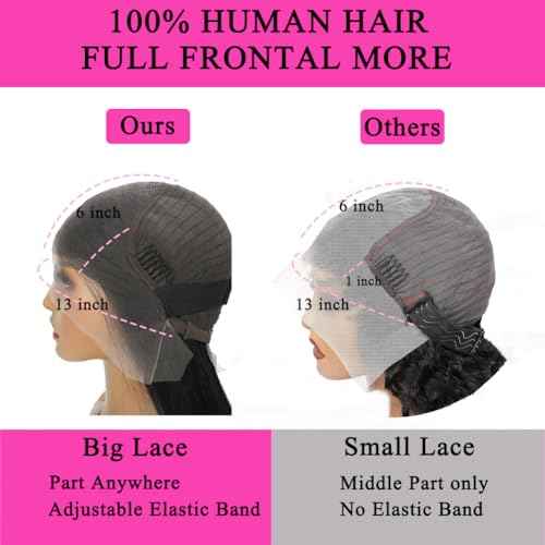 22 Inch Deep Wave Lace Front Wigs Human Hair Pre Plucked 200% Density 13x6 HD Lace Frontal Wigs with Baby Hair Deep Curly Wet and Wavy Glueless Wigs for Women (Natural Black, 22 Inch)