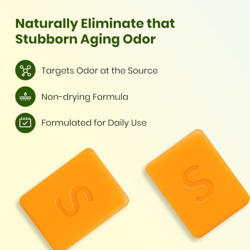 Swarva Japanese Persimmon Soap for Old People Smell 4.5oz Pack of 2 - Natural Odor Removal for Sensitive Skin with Mesh Bag