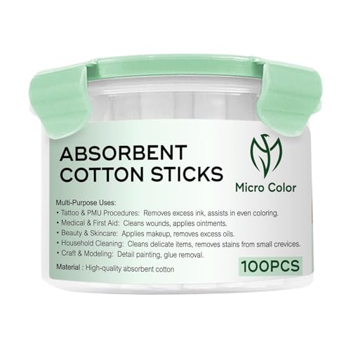 100pcs Permanent Makeup Lip Tattoo Stretching Stick Disposable Lip Blushing Supplies Lip Use Clean Cotton Swab for Easy and Precise Coloring