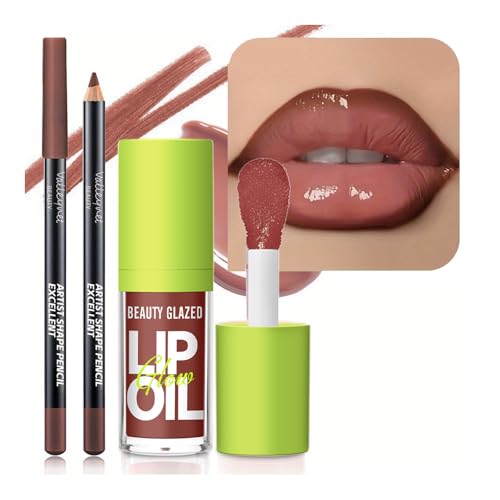 Lip Gloss & Liner Set Mocha Brown – Plumping Gloss Duo
