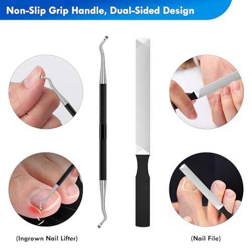 Professional Ingrown Toenail Tools Kit for Seniors,Wide Jaw Straight Nail Clippers,Large Angled Nail Clipper Cutters for Heavy Duty Thick Toe Nails or Fingernail,Manicure Set for Men Women