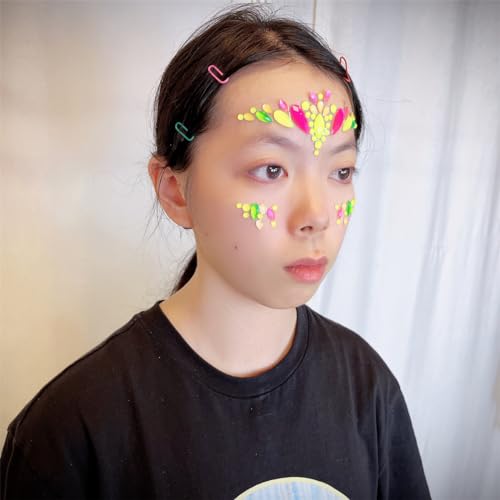 Topz Neon Face Gems Sticker – Rainbow Crystal Eye Jewels