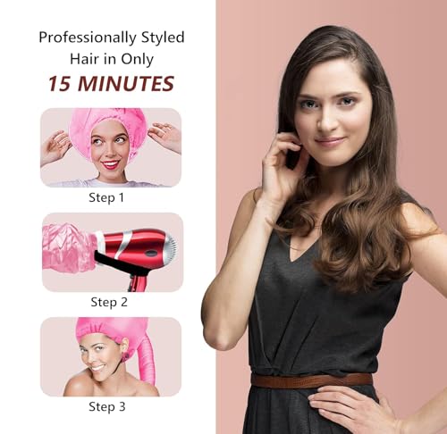 Hair Dryer Bonnet Attachment Adjustable Hood Deep Pink