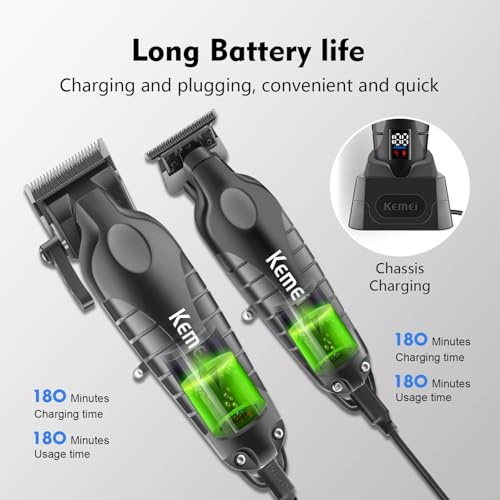 KEMEI Professional Cordless Hair Clipper Set for Men