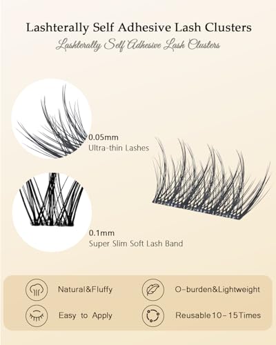 Self-Adhesive Eyelash Clusters - 90 Fluffy Wispy Lashes 10-14mm