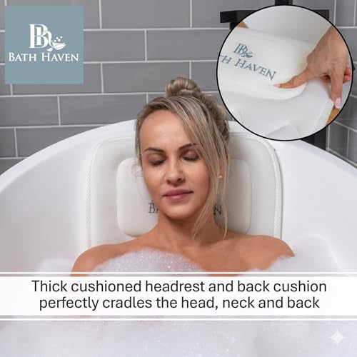Bath Haven Luxury Bath Pillow with 3D Mesh Head Neck Support