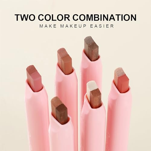 6-Piece Glitter Eyeshadow Stick Set - Waterproof Two-Color Gradient