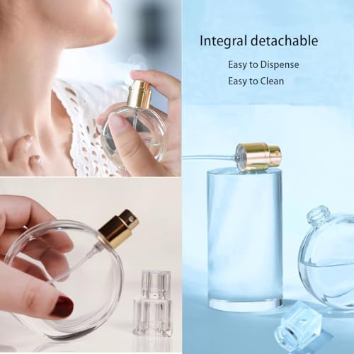 Oblate Clear Glass Perfume Bottles with Gold Sprayers - 3 Pack, 30ml