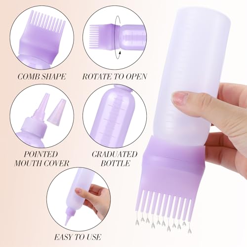 Hair Dye Applicator Bottles with Comb - 2 Pack 6 oz