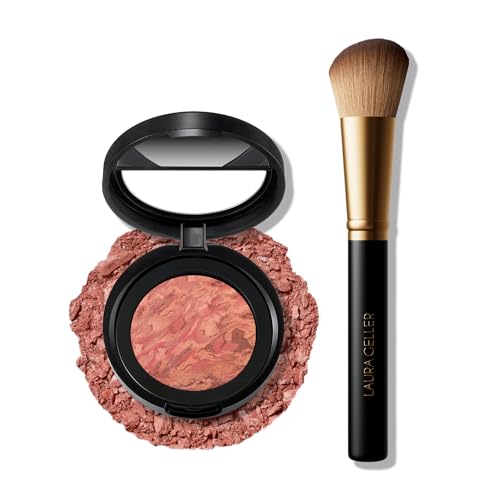 LAURA GELLER Baked Blush-n-Brighten in Ros? All Day + Angled Brush ? Ultra-Soft Vegan Bristles