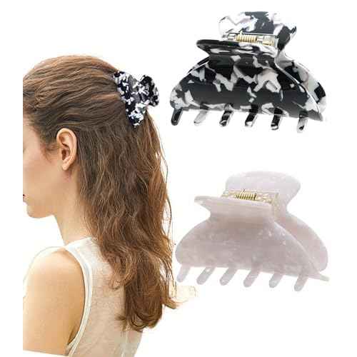2 Pcs Small Medium Hair Claw Clips for Women Tortoise Shell Claw Hair Clips for Thin Fine Medium Thick Hair