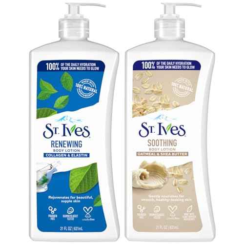 St. Ives Body Lotion Variety Pack ? Soothing Oatmeal & Shea Butter Lotion + Renewing Collagen & Elastin, 21 Oz Ea (2 Piece Set)