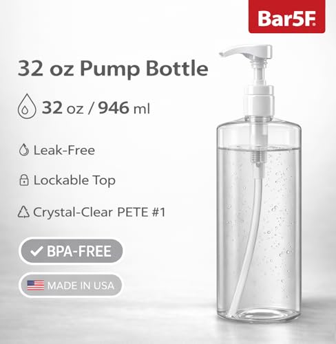 Bar5F 32oz Pump Bottle for Shampoo & Lotion - BPA-Free