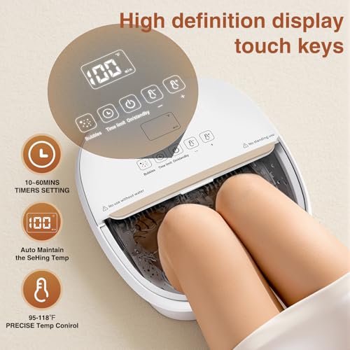 Heated Foot Spa Massager with Shiatsu Rollers & Bubbles