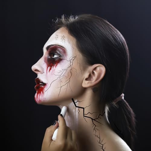 Halloween Stitches Temporary Tattoos - 18 Sheets Fake Scars Makeup