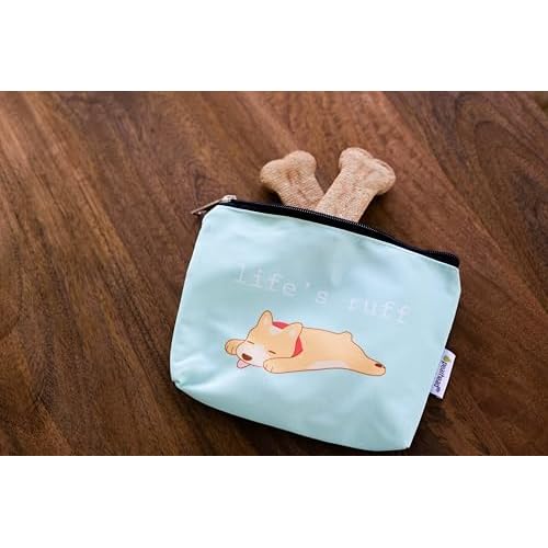 Pearhead Pet Dog Lover Canvas Zipper Pouch ? ¡°Life¡¯s Ruff¡± Puppy Design Travel Organizer, Multipurpose Makeup & Accessory Bag